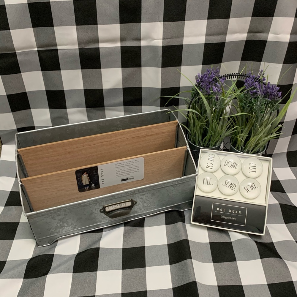 Rae Dunn tin organizer and magnet set